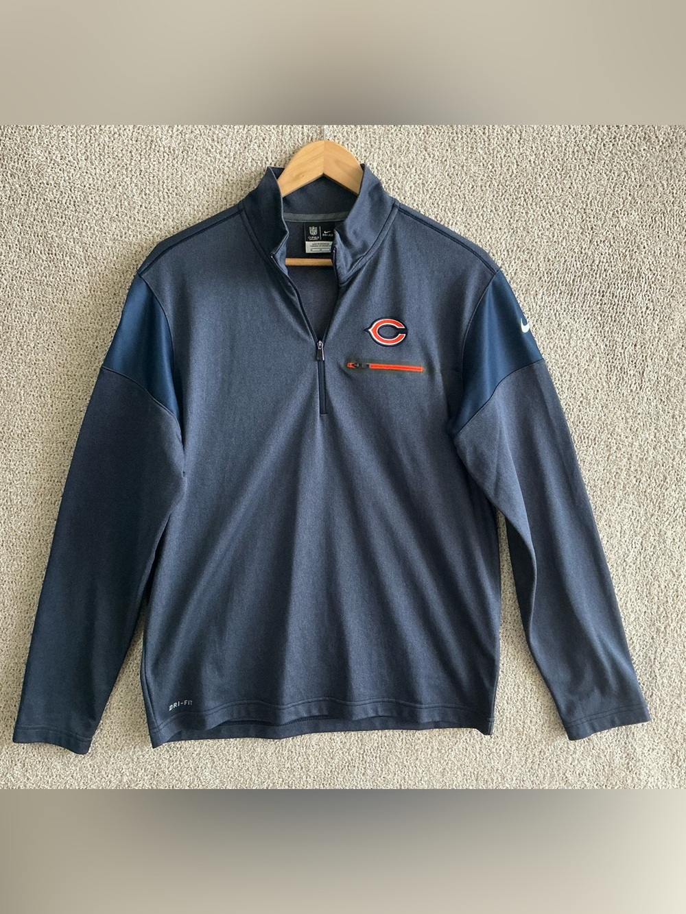 Men's Navy and Orange Quarter-Zip Pullover - Chicago Bears